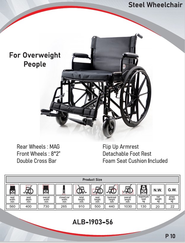 Steel wheelchair I For Overweight people I ALB-1903-56