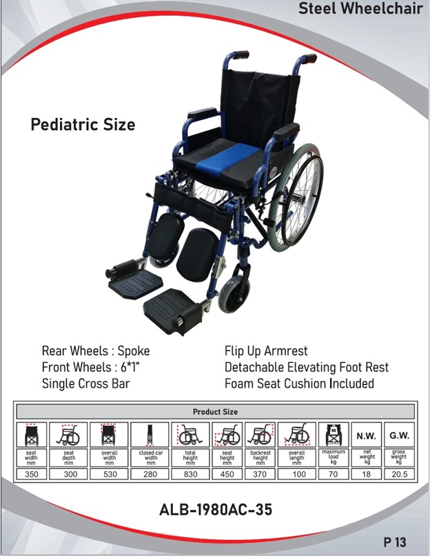 Steel wheelchair  I Pediatric size I ALB-1980AC-35